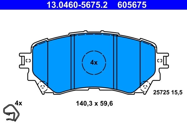 ATE Brake pad set with acoustic wear warning 13.0460-5675.2 Brake pads,Brake pad set, disc brake MAZDA,6 Kombi (GJ, GL),6 Limousine (GJ, GL)