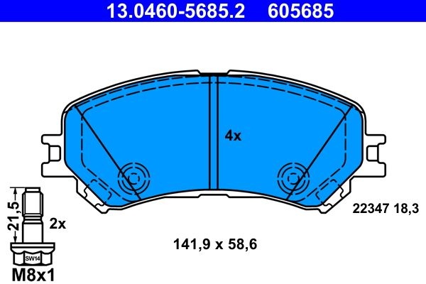 ATE Brake pad set excl. wear warning contact 13.0460-5685.2 Brake pads,Brake pad set, disc brake RENAULT,Megane IV Grandtour (K9A/M/N_)