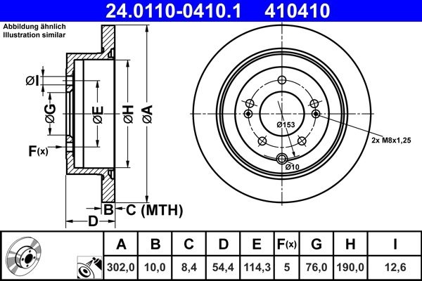 ATE Brake disc solid 24.0110-0410.1 Brake rotor,Brake discs HYUNDAI,KIA,ix35 (LM, EL, ELH),Tucson (TL, TLE),TUCSON Kasten/SUV (TLE),Sportage (QL, QLE)