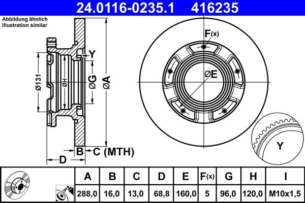 ATE Brake disc solid 24.0116-0235.1 Brake rotor,Brake discs FORD,Transit Mk7 Kastenwagen (V363, FCD, FDD),Transit Custom V362 Kastenwagen (FY, FZ)