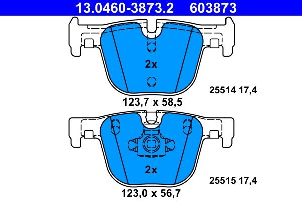 ATE Brake pad set excl. wear warning contact 13.0460-3873.2 Brake pads,Brake pad set, disc brake BMW,3 Touring (F31),3 Limousine (F30, F80)