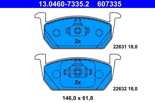 ATE Brake pad set VW,AUDI,SKODA 13.0460-7335.2 2Q0698151B,2Q0698151E,2Q0698151G 5Q0698151H,2Q0698151B,2Q0698151E,2Q0698151G,5Q0698151H,2Q0698151B