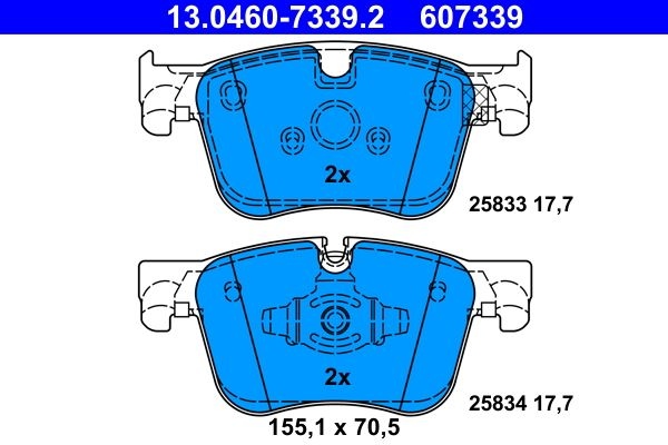 ATE Brake pad set OPEL,PEUGEOT,TOYOTA 13.0460-7339.2 1623162380,1636925480,1678168480 1623162380,1636925480,1678168480,SU001A8883,SU001B3587,93487177