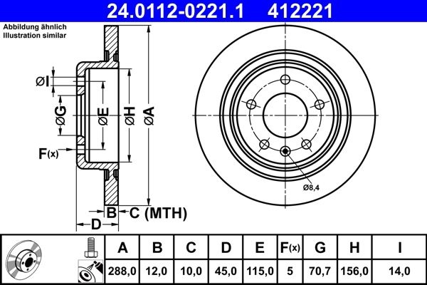 ATE Brake disc solid 24.0112-0221.1 Brake rotor,Brake discs OPEL,VAUXHALL,INSIGNIA Caravan,INSIGNIA CC,Insignia B Country Tourer (Z18)
