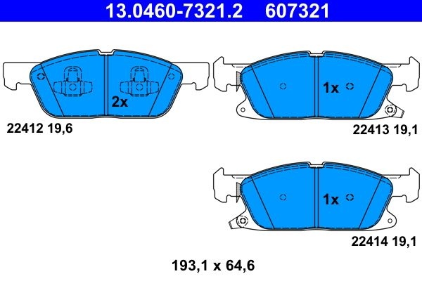 ATE Brake pad set with acoustic wear warning 13.0460-7321.2 Brake pads,Brake pad set, disc brake FORD,FORD USA,S-Max (CJ),Galaxy (CK),EDGE
