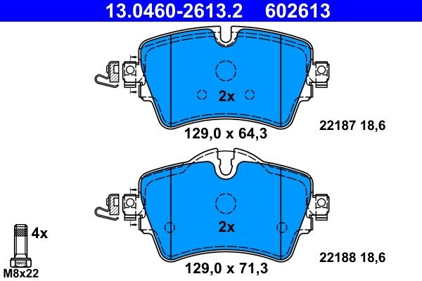 ATE Brake pad set excl. wear warning contact 13.0460-2613.2 Brake pads,Brake pad set, disc brake BMW,MINI,2 Gran Tourer (F46),2 Active Tourer (F45)