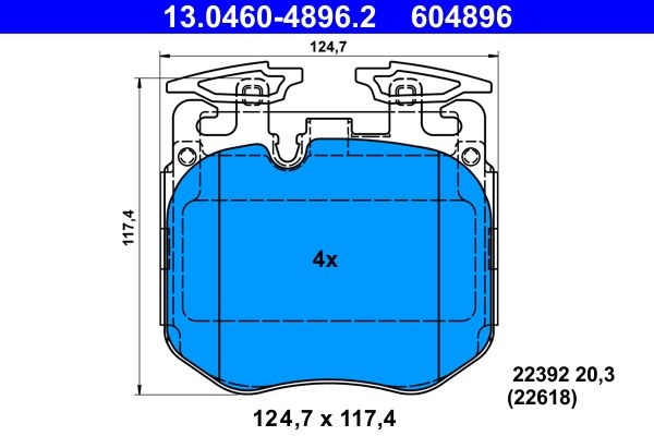 ATE Brake pad set excl. wear warning contact 13.0460-4896.2 Brake pads,Brake pad set, disc brake BMW,5 Touring (G31),5 Limousine (G30, F90)