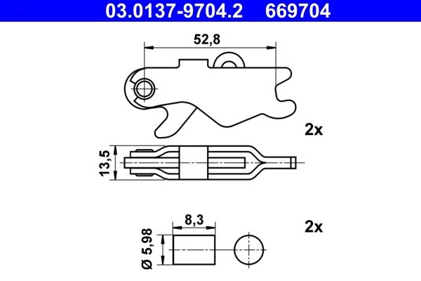 ATE Accessory Kit, parking brake shoes VW,MERCEDES-BENZ,MAYBACH 03.0137-9704.2 1084270074,2014200589,A1084270074 A2014200589,2D0609581,2D0609585