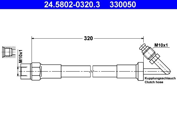 ATE Clutch Hose 24.5802-0320.3  BMW,3 Limousine (E30),3 Cabrio (E30),5 Limousine (E28),3 Touring (E30),6 Coupe (E24),Z1 Roadster