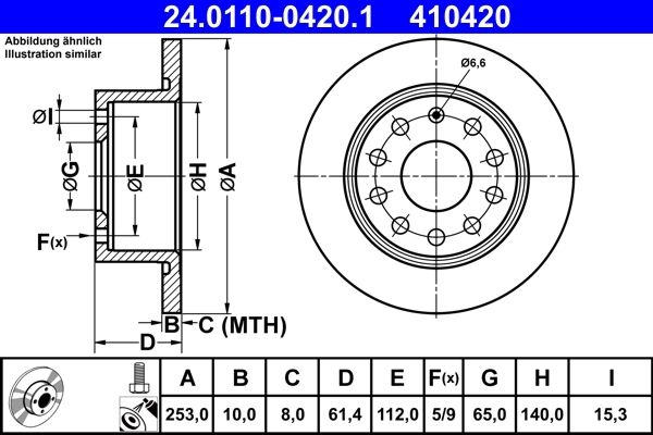 ATE Brake disc solid 24.0110-0420.1 Brake rotor,Brake discs SKODA,Octavia III Combi (5E5),Octavia III Schrägheck (5E3, NL3, NR3)