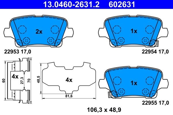 ATE Brake pad set with acoustic wear warning 13.0460-2631.2 Brake pads,Brake pad set, disc brake OPEL,VAUXHALL,INSIGNIA Caravan,INSIGNIA CC