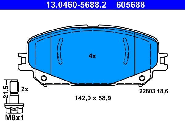 ATE Brake pad set excl. wear warning contact 13.0460-5688.2 Brake pads,Brake pad set, disc brake RENAULT,Megane IV Grandtour (K9A/M/N_)