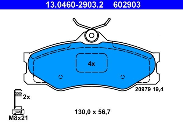 ATE Brake pad set excl. wear warning contact 13.0460-2903.2 Brake pads,Brake pad set, disc brake VW,TRANSPORTER III Bus,Transporter T3 Kastenwagen