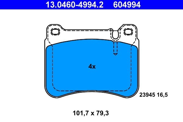 Bromsbelaggssats Skivbroms 13046049942 Ate Mercedes-Benz Ate 13046049942 Storlek 2