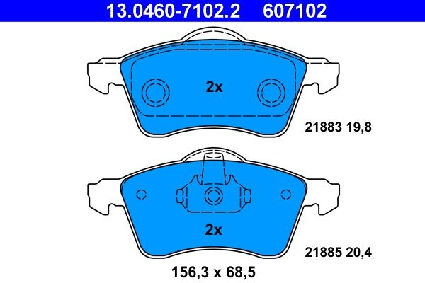 ATE Brake pad set excl. wear warning contact 13.0460-7102.2 Brake pads,Brake pad set, disc brake VW