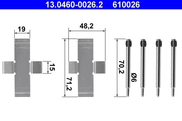 ATE Accessory Kit, disc brake pads 13.0460-0026.2 MERCEDES-BENZ,S-Klasse Limousine (W108, W109),/8 (W115) Limousine,Pagode Cabrio (W113)