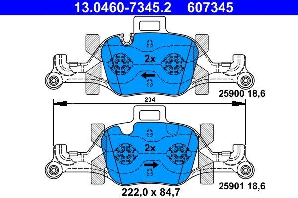 ATE Brake pad set excl. wear warning contact 13.0460-7345.2 Brake pads,Brake pad set, disc brake BMW,5 Touring (G31),5 Limousine (G30, F90)