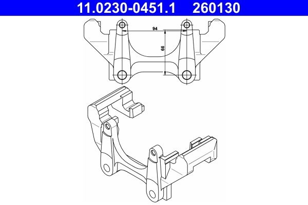 ATE Caliper Bracket 11.0230-0451.1 Brake Caliper Bracket,Brake Caliper Support Bracket VW,AUDI,SKODA,Golf IV Schrägheck (1J1),PASSAT Variant (3B6)