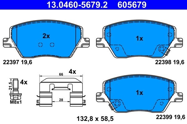 ATE Brake pad set with acoustic wear warning 13.0460-5679.2 Brake pads,Brake pad set, disc brake FIAT,TIPO Schrägheck (356_),TIPO Kombi (356_)