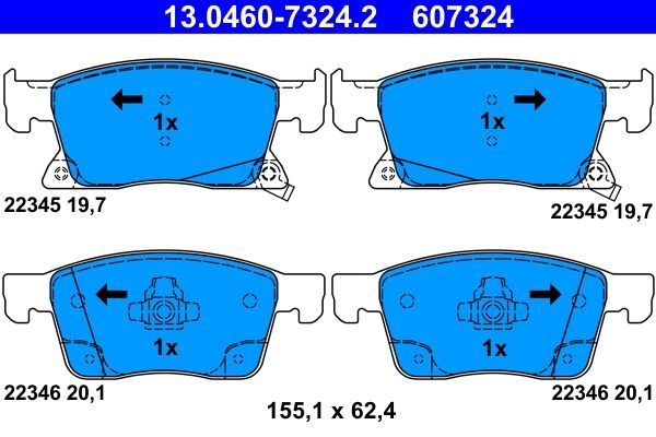 ATE Brake pad set with acoustic wear warning 13.0460-7324.2 Brake pads,Brake pad set, disc brake OPEL,CHEVROLET,VAUXHALL,Astra K Sports Tourer (B16)