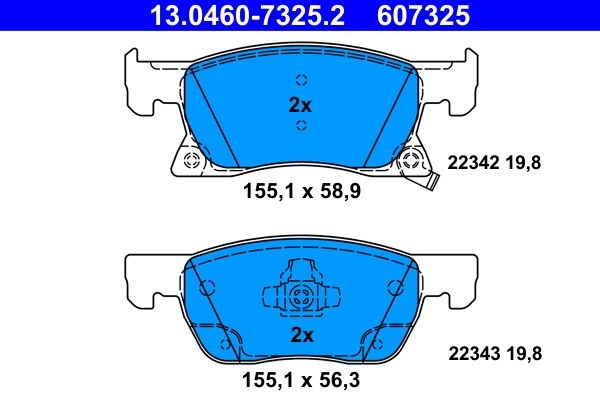 ATE Brake pad set with acoustic wear warning 13.0460-7325.2 Brake pads,Brake pad set, disc brake OPEL,CHEVROLET,VAUXHALL,Astra K Sports Tourer (B16)