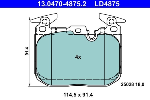 ATE Brake pad set BMW 13.0470-4875.2 34106799805,34106859067,34106878878 34112284969,34116850850,34116857968,34116859066,34116859282,34116865460