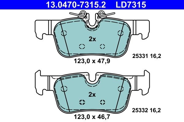 ATE Brake pad set excl. wear warning contact 13.0470-7315.2 Brake pads,Brake pad set, disc brake BMW,MINI,2 Gran Tourer (F46),X1 (F48)