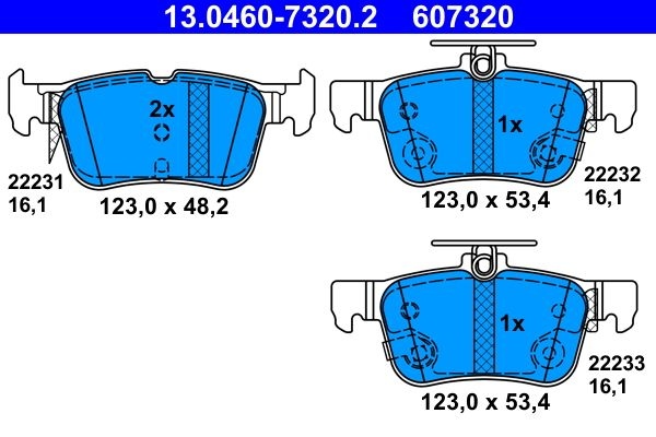 ATE Brake pad set with acoustic wear warning 13.0460-7320.2 Brake pads,Brake pad set, disc brake FORD,FORD USA,Kuga Mk2 (DM2),Mondeo V Kombi (CF)