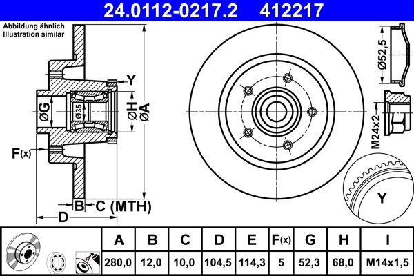 ATE Brake disc OPEL,RENAULT,FIAT 24.0112-0217.2 6000620071,4320600Q0H,4320600Q0M Brake rotor,Brake discs,Brake rotors 4422288,95516956,432007343R