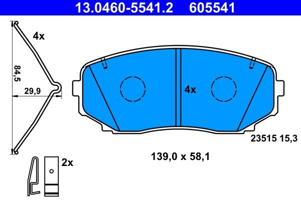 ATE Brake pad set with acoustic wear warning 13.0460-5541.2 Brake pads,Brake pad set, disc brake MITSUBISHI,OUTLANDER III (GG_W, GF_W, ZJ)