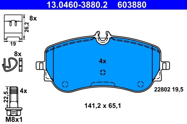 ATE Brake pad set excl. wear warning contact 13.0460-3880.2 Brake pads,Brake pad set, disc brake VW,Amarok Pickup (2HA, 2HB, S1B, S6B, S7A, S7B)