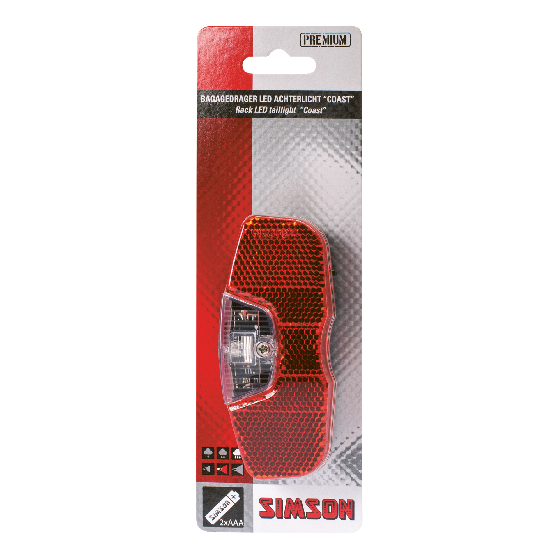 Simson Battery Luggage Carrier rear light 'Coast' 1LED on/off