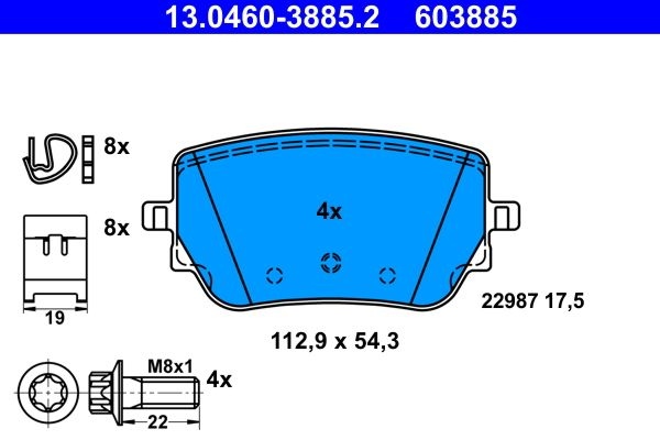 ATE Brake pad set excl. wear warning contact 13.0460-3885.2 Brake pads,Brake pad set, disc brake MERCEDES-BENZ,A-Klasse (W177),B-Klasse (W247)
