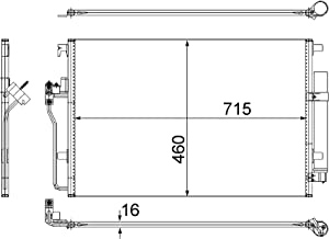 MAHLE ORIGINAL Condenser VW,MERCEDES-BENZ AC 553 001S 2E0820413,38013633AA,68013633AA AC Condenser,Condenser, air conditioning 2E0820413,68013633AA
