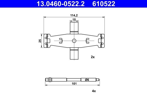 ATE Accessory Kit, disc brake pads 13.0460-0522.2  MERCEDES-BENZ,C-Klasse T-modell (S205),C-Klasse Limousine (W205),E-Klasse Limousine (W213)