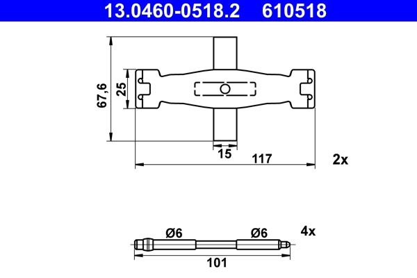 ATE Accessory Kit, disc brake pads 13.0460-0518.2  AUDI,PORSCHE,A6 Avant (4G5, 4GD, C7),Q5 (8RB),A6 Limousine (4G2, 4GC, C7),A7 Sportback (4GA, 4GF)