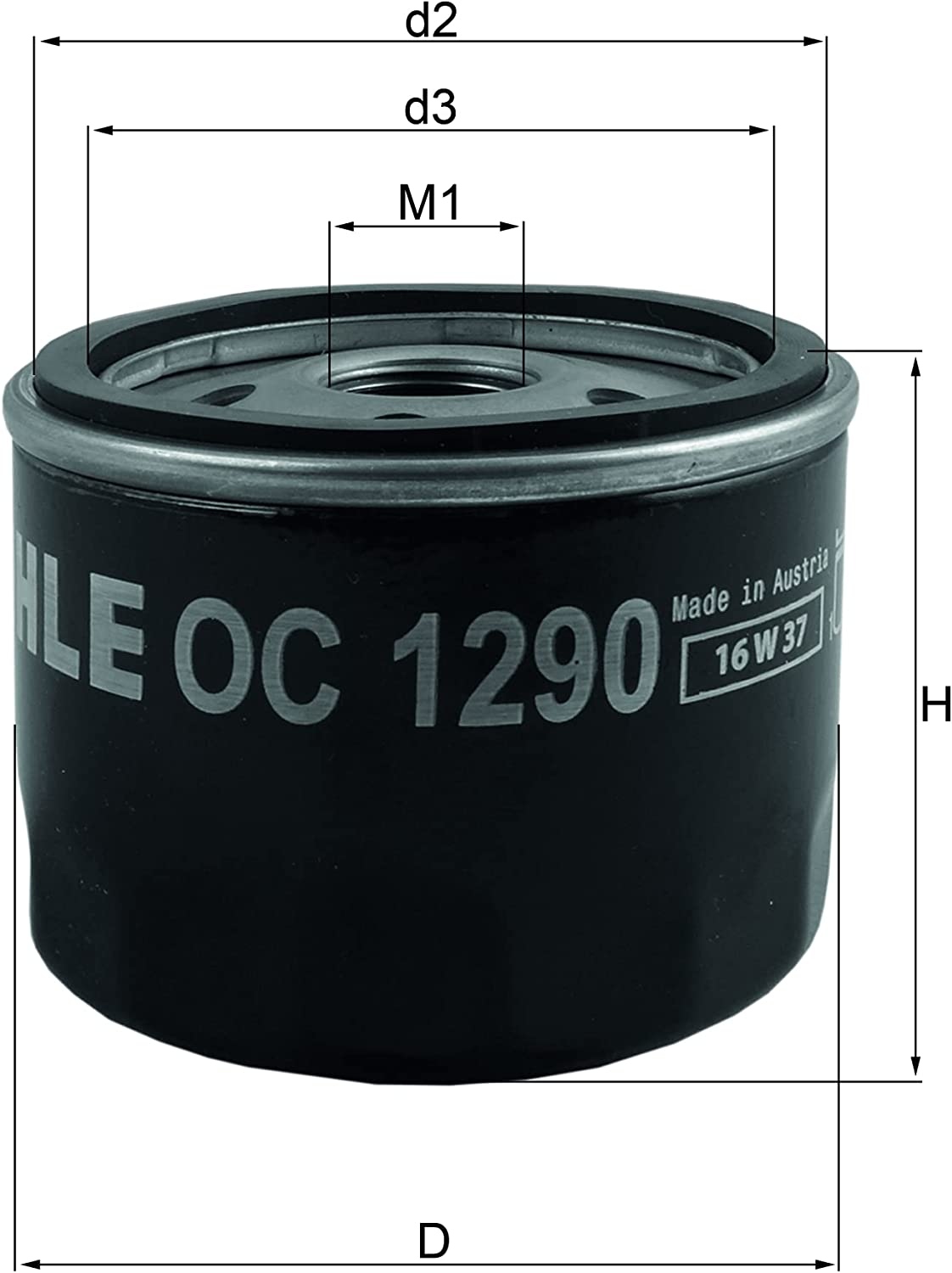 MAHLE ORIGINAL Oil filter Spin-on Filter OC 1290 Engine oil filter HONDA,SSANGYONG,CR-V IV (RM_),HR-V (RU),CIVIC IX (FK),CIVIC X Schrägheck (FC_, FK)