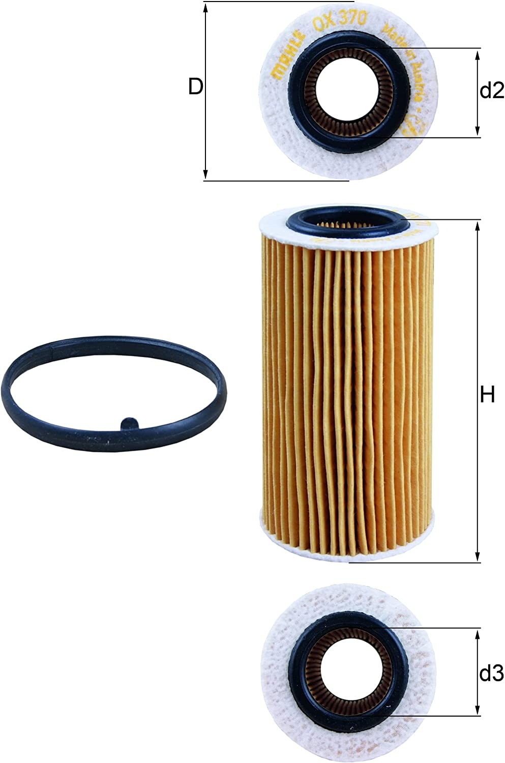 MAHLE ORIGINAL Oil filter Filter Insert OX 370D1 Engine oil filter BMW,VOLVO,3 Limousine (F30, F80),XC60 (156),V50 (545),V70 III (135),V60 (155, 157)