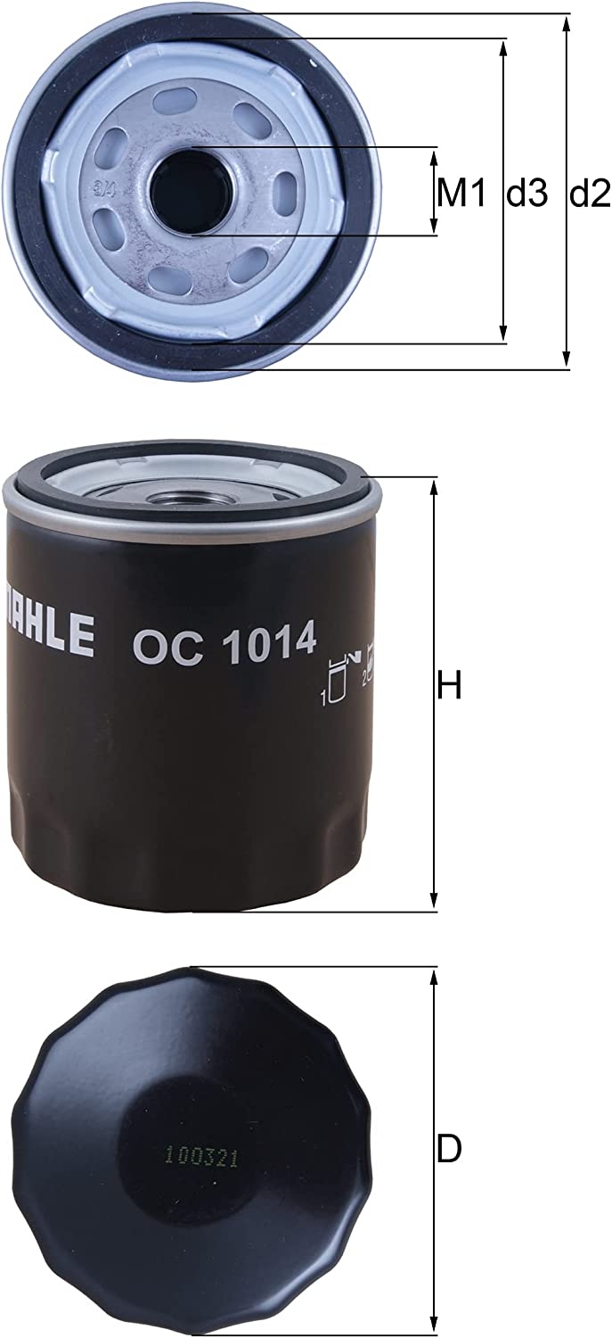 MAHLE ORIGINAL Oil filter Spin-on Filter OC 1014 Engine oil filter FORD,VOLVO,Transit Custom V362 Kastenwagen (FY, FZ),Fiesta Mk7 Schrägheck