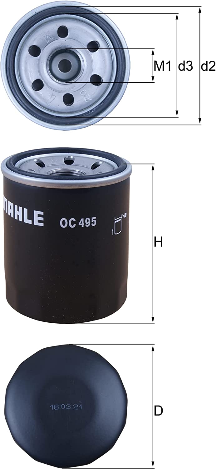MAHLE ORIGINAL Oil filter Spin-on Filter OC 495 Engine oil filter MITSUBISHI,SMART,COLT VI (Z3_A, Z2_A),Lancer VIII Limousine (CY_A, CZ_A)
