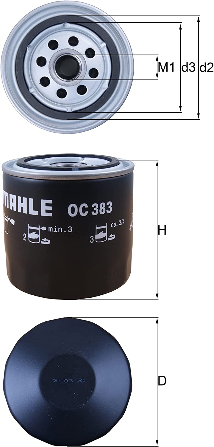 MAHLE ORIGINAL Oil filter Spin-on Filter OC 383 Engine oil filter OPEL,FORD,FIAT,COMMODORE A,COMMODORE A Coupe,GRANADA Coupe (GGCL),124 Spider (124_)
