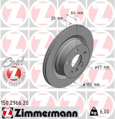 ZIMMERMANN Brake disc COAT Z internally vented 150.2966.20 Brake rotor,Brake discs BMW,3 Touring (G21),3 Limousine (G20),4 Coupe (G22, G82)