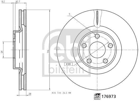 FEBI BILSTEIN Brake disc Front Axle 176973 Brake rotor,Brake discs FORD,S-Max (CJ),Galaxy (CK)