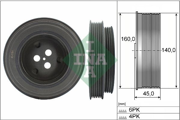 INA Crankshaft Pulley FORD,PEUGEOT,CITROËN 544 0131 10 0515S9,0515T1,9677608180 Belt Pulley, crankshaft 1372498,1372756,1376475,1386188,1387095,0515S9