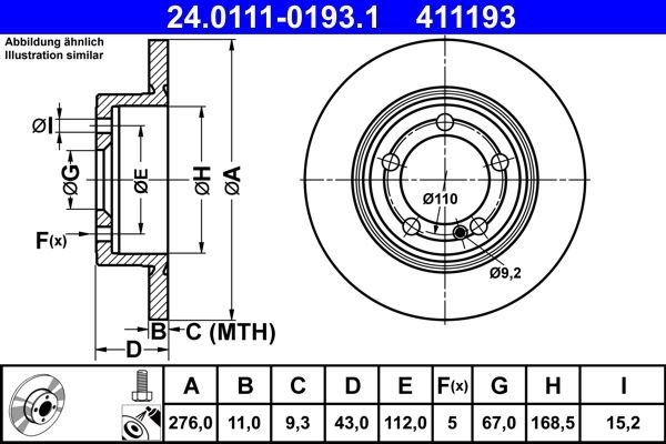 ATE Brake disc solid 24.0111-0193.1 Brake rotor,Brake discs MERCEDES-BENZ,A-Klasse (W177),B-Klasse (W247),A-Klasse Limousine (W177),CLA Coupe (C118)