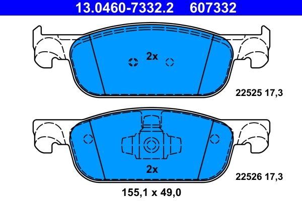 ATE Brake pad set excl. wear warning contact 13.0460-7332.2 Brake pads,Brake pad set, disc brake RENAULT,DACIA,Clio IV Schrägheck (BH_),CLIO IV Kasten