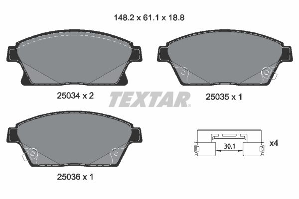 TEXTAR Brake pad set OPEL,CHEVROLET,CADILLAC 2503401 13412809,42672635,22737859 13301234,13412810,22799077,23242201,39126138,42793254,101720379,542115