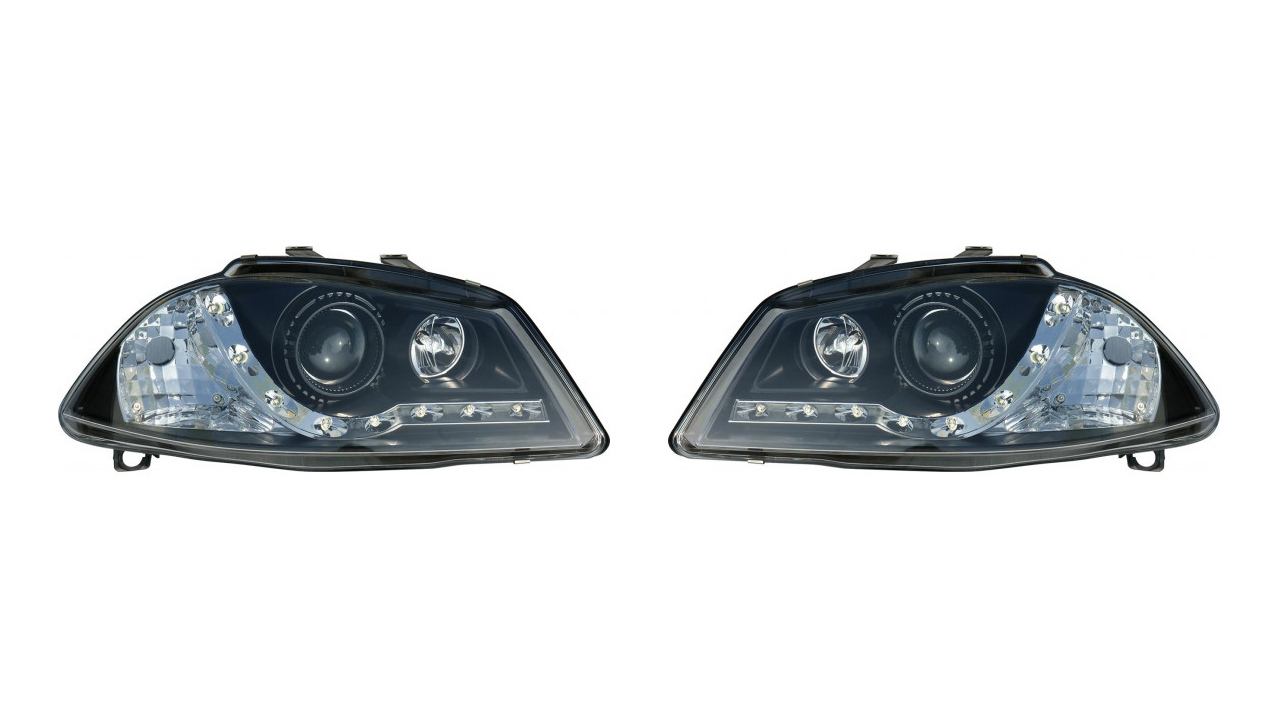 Set Seat Ibiza 6L Cordoba headlights left + right black 02-08 for headlamp  beam height control H4
