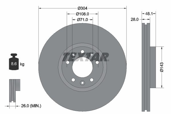 TEXTAR Brake disc OPEL,FIAT,PEUGEOT 92232305 1642760480,424993,4249K1 Brake rotor,Brake discs,Brake rotors 4249A3,42558752,3641958,1642790480,424993