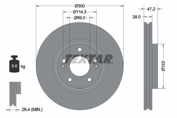 TEXTAR Brake disc PRO+ internally vented 92166505 Brake rotor,Brake discs HYUNDAI,KIA,ix35 (LM, EL, ELH),i30 (FD),i40 CW (VF),i30 (GD),i30 CW (FD)